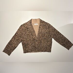 Calvin Klein Leopard Print Cardigan - Brown and Black